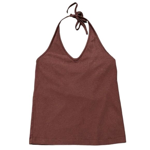 Tank Tops Woman’s Size XL Tank Tops Halter Cropped Ribbed Ruffle Hem Summertime - Picture 2 of 16